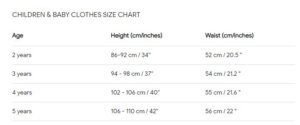 size chart 