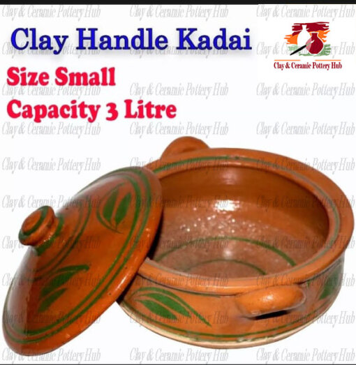 Clay handle kadai 3 Dukancha