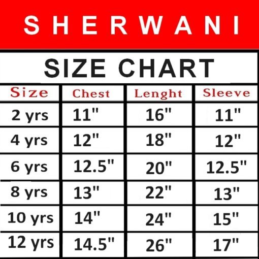 SHERWANI CHART Dukancha