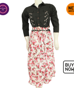 3-PC-Stitched-Dress-Linen-Maxi-Cotton-Jacket-Linen-Belt-With-Golden-Buckle-Best-Online-Store-Dukancha-Online-Shopping